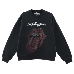 Custom Women Heat-setting Rhinestones Drop Shoulder Sweatshirts