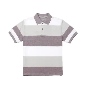 Mélange color Men’s Engineering stripe Jacquard collar polo