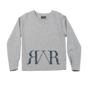 Women’s Sequin embroidery Men’s scuba fabric slim fit track pant crew neck sweater shirt