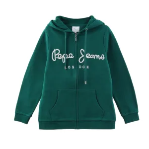 Custom Women 3D Embroidery Metal Zipper Fleece 100% Cotton Hoodies