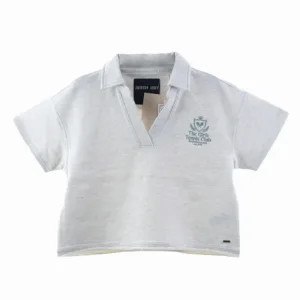 Women Lapel Polo Collar French Terry Sweatshirts with Embroidery